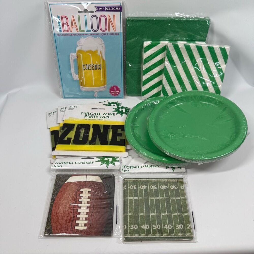 D9   Party Decorations- 11 piece tailgate party zone football supplies and decor